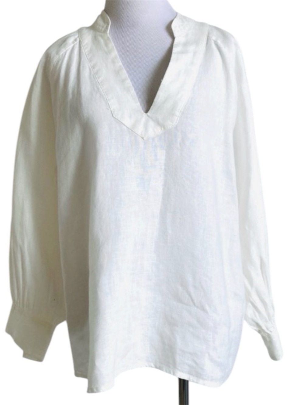 Joie Linen Top White Blouse Long Sleeve V-Neck Small New Perci Summer Neutral